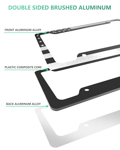 Image of American Flag License Plate Frame - 2 Pack Black Patriotic Car Tag Frames