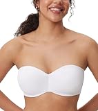 Delimira Women's Strapless Bras Underwire Support Non Padded Plus Size Minimiser Bra White 36D