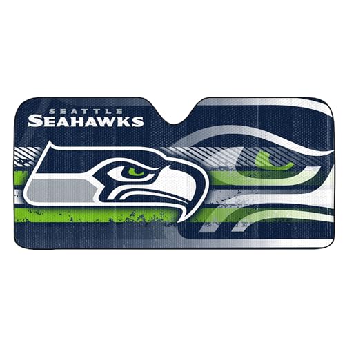 Image of Fanmats NFL Windshield Sun Auto Shade, Sun Shield Sun Visor Accordion tri-fold for Storage 59 inch x 29.5 inch, Colorful Team Design