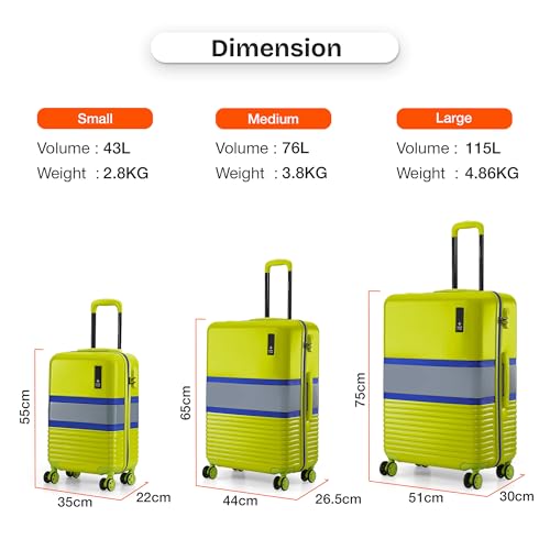 Image of Nasher Miles Mexico Hard-Sided Polycarbonate Cabin Luggage Neon Green and Grey 20 inch |55cm Trolley Bag