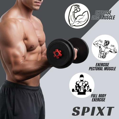Image of Adjustable Dumbbells 8kg to 20kg PVC Weights Plates With Dumbbells Rods For Home Gym & Strength Training (10KG SET)