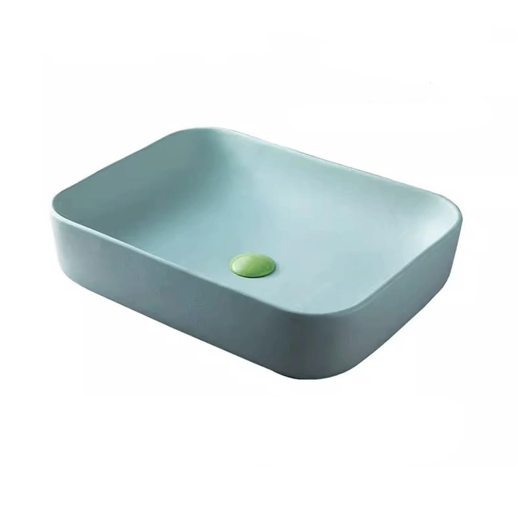 MYUYEE Bathroom Sink Rectangular Above Counter Basin Wash Basin Ceramic Bathroom Basin Home Balcony Wash Basin Single Basin Vessel Sinks (A)