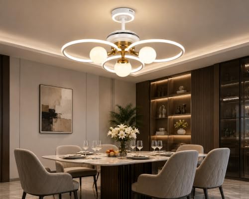 Image of Glowave Modern LED Ceiling Fan with Light | 600mm Decorative Ceiling Fan for Living Room & Bedroom -Tricolor (ER-5112)