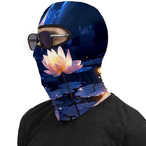 Pasamontaña para hombre y mujer con estampado de flores nocturnas, máscara completa para motocicleta, gorro calentador de cuello miniatura 4