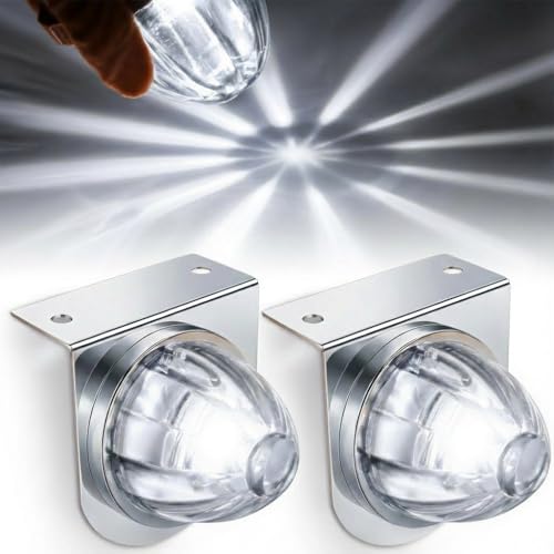 Ctopkatuo 2PCS LED Star Watermelon Marker Lights with Brackets,LED Watermelon Light Side Markering Lamp Indicator, Outline Water Melon Side Marker for Semi Truck (White)