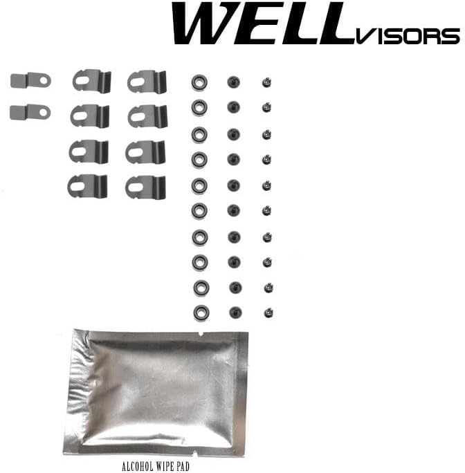 WellVisors Window Visors Wind Deflectors Compatible with Kia 2015-2021 Sedona with Black Trim Rain Guards 3-847KA018