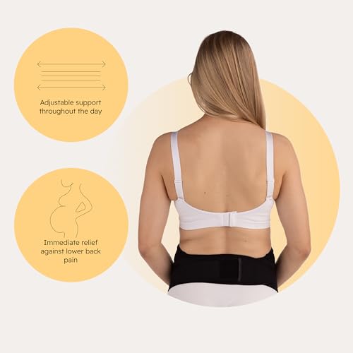 Carriwell Deluxe Adjustable Maternity Support Belt, Comfortable Maternity Belt with Underbelly Support Relieves Back Pain During Pregnancy, Breathable Black - Image 2