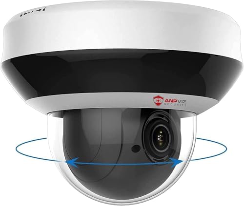 Anpviz 4MP PTZ IP Caméra de Sécurité Extérieur PoE, Zoom Optique 4X, avec Audio, Vision Nocturne Infrarouge, Détection de Mouvement, Fente pour Carte SD,...