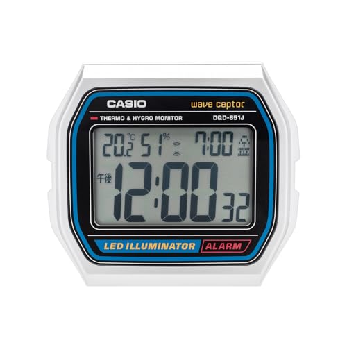 Casio DQD-851J-8JF Alarm Clock Wave Sceptor Radio Clock Temperature Display Humidity Date Week Electronic Sound Snooze Light Silver