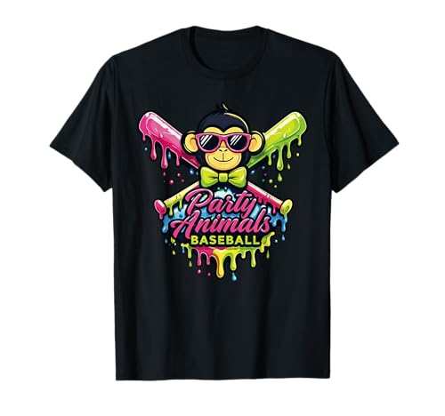Party Animals Baseball Funny Monkey T-Shirt