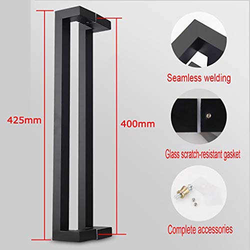 Poignée de porte en verre tube carré inox 304 noir mat 400mm - 3