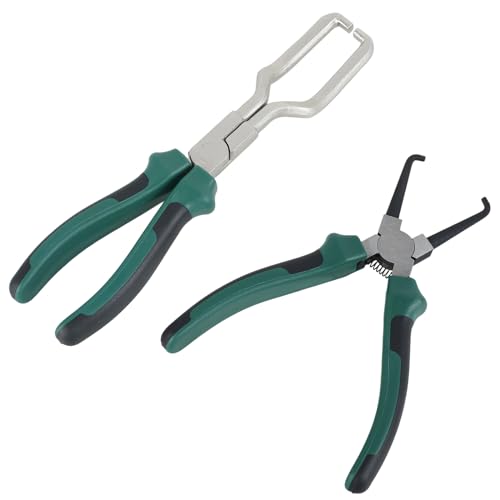 2 Pcs Electrical Disconnect Pliers, Automotive Electrical Connector 7 Inch 9 Inch Fuel Line Pliers Disconnect Pliers Long Spark Plug Removal Pliers Universal Pipe Clip Repair Tool for Car Maintenance