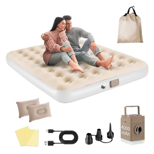 Colchão Inflável de Ar Queen Double,198cm×145cm×25cm, 2025 NEW Actualizar a Qualidade, com Bomba Rápida Inflação/Deflação, Terno Comfort, Camping, Viagem, Portátil Impermeável
