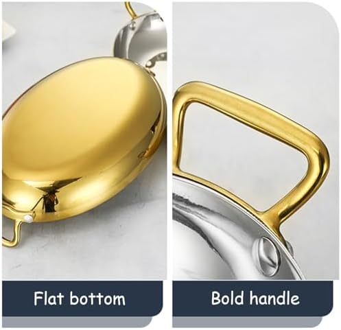 Polished Stainless Steel Oval Paella Pan - Nonstick Seafood Cooking Pot with Dual Handles for Home Kitchen - Perfect for Authentic Spanish Paella & Seafood Dishes