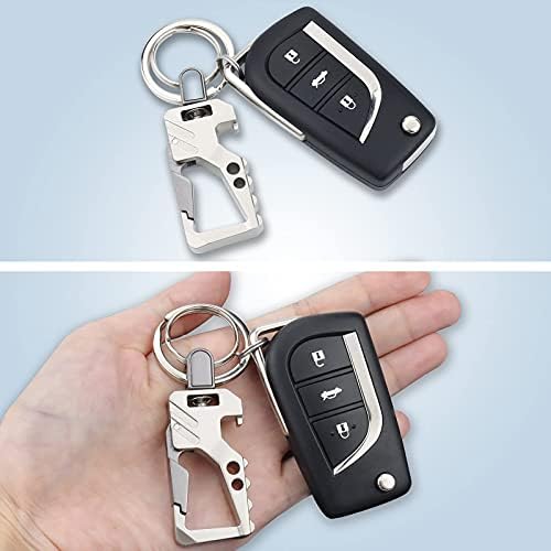 2 Pack Key Chain with Bottle Opener Heavy Duty Carabiner Car Keychains Management for Men and Women | Sterling Silver
