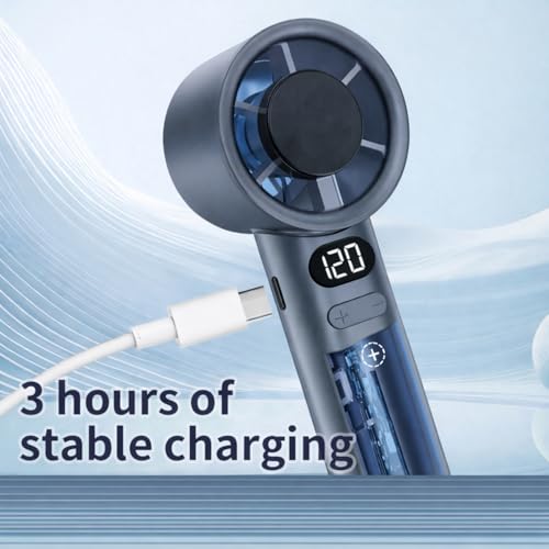 Image of One94Store Handheld Rechargeable Fan, Portable Mini Electric Fan with 1200mAh Battery, 120 Speed Levels with Long-Press Speed Control, Personal Cooling Fan for Travel, Office & Home, Grey