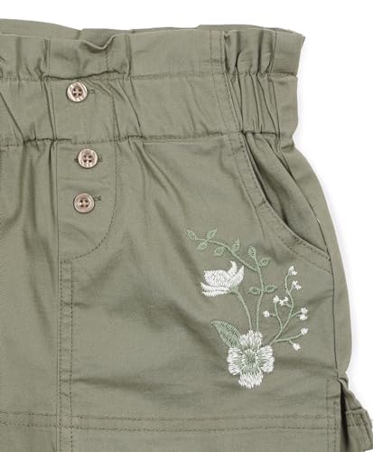 Image of Under Fourteen Only Girls Paper Bag Waist Band Embroider Skirt | Woven | Stylish, Trendy & Morden Look for Young Girls (, Olive)