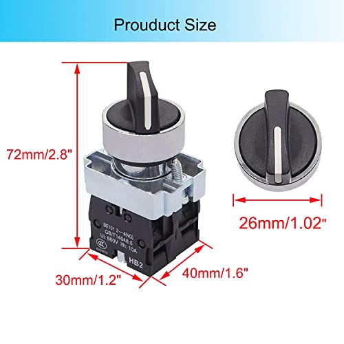 Twtade / 2Pcs 22Mm Selector Switch 2 No 3 - Positions Maintained Latching Rotary Selector Switch 440V 10A Xb2-20X/31-Hb2-Bd33 #TOP4