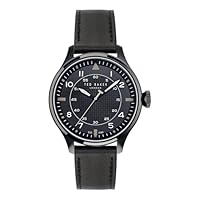 Ted Baker Men's Fulmaar Black Case, Black Dial, Black Eco Genuine Leather Strap BKPFMS404 Dress Watch, Black/Stainless Steel, 44mm
