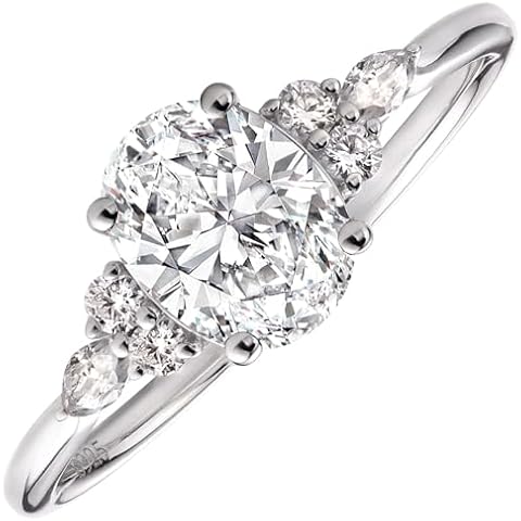 AUMIFY Moissanite Engagement Rings for Women, Solitaire April Birthstone Oval Shape 1 1/2 Ct Promise Ring, 925 Sterling Silver w/White Gold Plated, Gift for Anniversary Wedding Bridal (Moissanite, 5) Cover