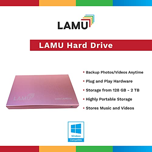 LAMU Photo Organizer 1TB - Digital Picture Manager for Windows - Software Included to Easily Organize Your Photos and Videos - Digital Photo Storage - 1 Terabytes (Rose Gold)