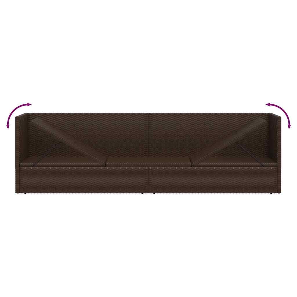vidaXL Tumbona Sofá de Jardín con Cojines Sillón Silla Patio Exterior Aire Libre Balcón Asiento Decoración Mueble Comedor Restaurante Ratán Sintético Marrón