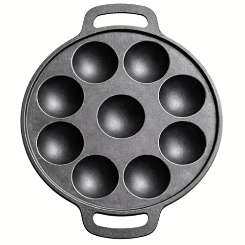Image of Cast Iron Appam Pan (7 /9 /12 Cavity) | Paniyaram Pan, Appe Pan, Kuzhi Paniyaram Maker | Heavy Duty, Even Heating, Gas & Induction Compatible (9 Cavity (Medium))
