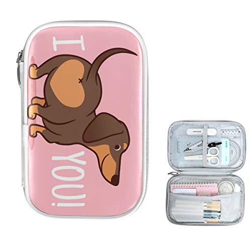 Image of Dachshund Puppy Pencil Bag Case Zipper Pencil Holder Organizer Stationary Pen Bag Cosmetic Makeup Bag Pouch Purse for School Office Supplies