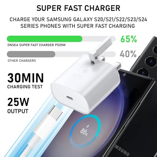 For Honor 400 200 Lite 200 Pro 200 90 90 Smart X8 X8a X7b X6a X6 X6b Magic7 6 5 Pro 7 6 5 4Lite Charger Plug [25W] Super Fast Charger Plug USB Type C Fast Charging Cable [1M] High Speed Plug UK 3 Pin