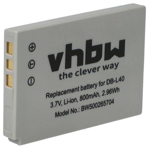 vhbw Batterie Remplacement pour Sanyo DB-L40AU, DB-L40 pour caméra vidéo caméscope (800mAh, 3,7V, Li-ION)
