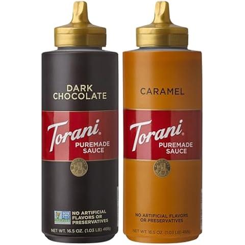 Torani Puremade Caramel & Dark Chocolate Sauce 2-Pack Cover