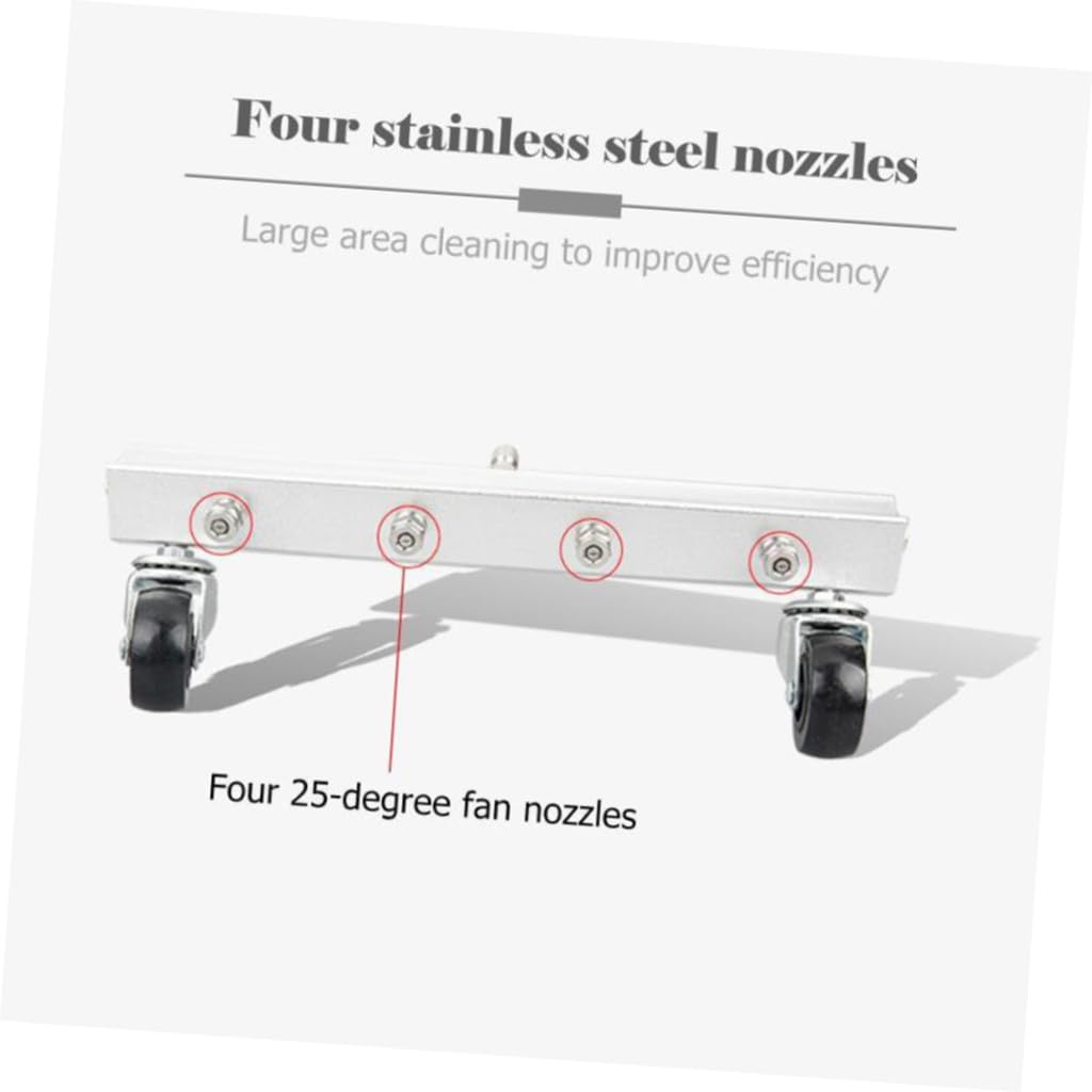 INOOMP Brosse de Lavage pour Sol Haute Pression 4 Buses, Roues Directionnelles, Alliage d'Aluminium et Acier Inoxydable, Connecteur Rapide 1/4 Pouce, pour Écoles et Magasins