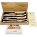 Laguiole en Aubrac Luxury Fully Forged Full Tang Stainless Steel Steak Knives 6-Piece Set with Olivewood Handle, Stainless Steel Matte Bolsters