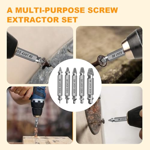 Schraubenausdreher Set, Schraubenausdreher HSS 4341, Linksausdreher Set, Beschädigte Schrauben Entferner mit 3 Spiralbohrer, Mutternsprenger, für Beschädigte Schrauben