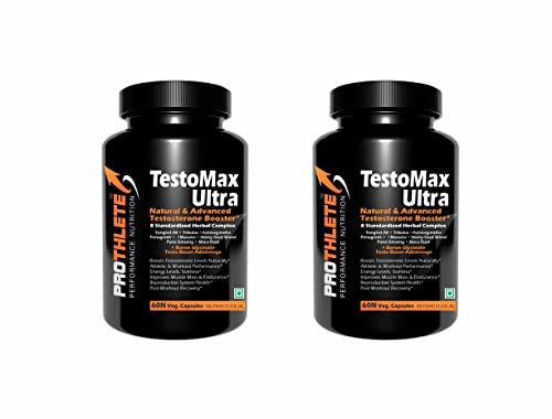 PROTHLETE TESTOMAX ULTRA Testosterone Booster with Tongkat Ali based 8X Herbs + Boron Glycinate Sports Peroformance & Men’s Health (60 Vcaps) (Pack of 2) PROTHLETE TESTOMAX ULTRA Testosterone Booster with Tongkat Ali based 8X Herbs + Boron Glycinate Sports Peroformance & Men’s Health (60 Vcaps) (Pack of 2)