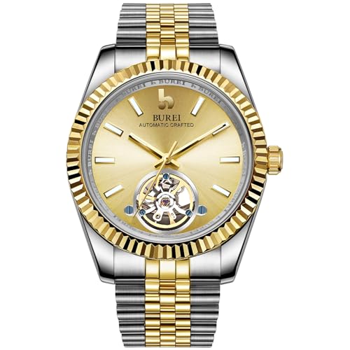 Image of BUREI Men's Classic Luxury Watch Stainless Steel Waterproof Machine Watch Fashion Double Watches Date Sapphire Crystal