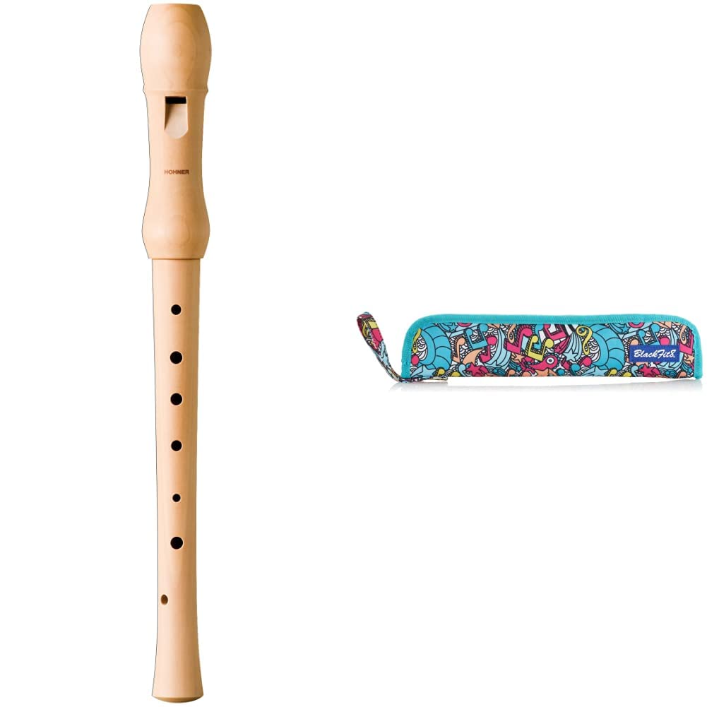 HOHNER HOB9565 Blockflöte, Musica Line, deutsch, zweiteilig, Birnbaum hell & Safta Flötentasche Portaflautas Surtido - Offiziell, Sortiert, 37 centimeters