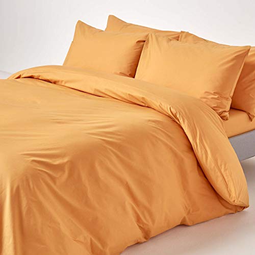 HOMESCAPES Mustard Yellow Pure Egyptian Cotton Duvet Cover S