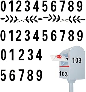 SAVITA 30pcs Reflective Mailbox Numbers Stickers, 3 Inch And 6pcs Flower Border Decoration, Waterproof Self Adhesive Vinyl Decal Die Cut For Outside Sign Window Door Car House Address Number (Black)