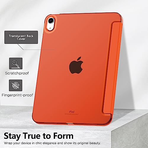 Image of MoKo for iPad (A16) 11th Generation Case 11 Inch 2025, iPad 10th Generation Case 10.9 Inch 2022, Slim Stand Hard PC Translucent Back Shell Smart Cover, Support Touch ID, Auto Wake /Sleep, Orange