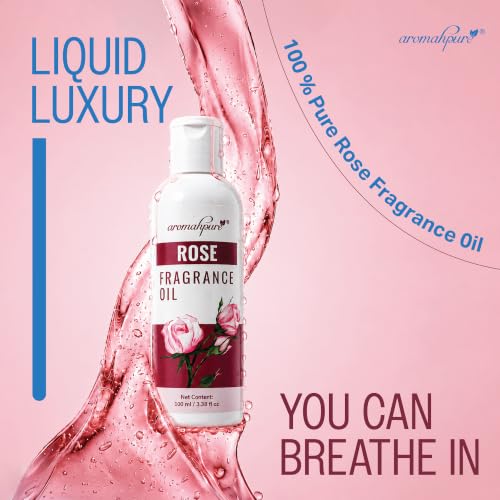 Image of Aromahpure Rose Aroma Oil | 100ml Undiluted & Natural | Long-Lasting Scent for Aromatherapy, Candle & Soap Making, Diffusers, Room Freshener, Humidifier, Bathroom Revitalizer & Home Essentials