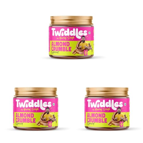 Image of Twiddles by Yuvraj Singh Almond Crumble Chocolate Spread,250G(Crunchy) - Made With 50% California Almonds & Seeds |16G Protein|70% Less Sugar|No Palm Oil|No Preservatives|Tastiest bread Spread