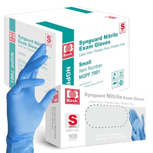 Jointown Basic Nitrile Exam Gloves, Medical Blue Gloves Disposable Latex Free Powder-Free For Exam, Food Prep Cleaning, Small Case of 1000, NGPF7001