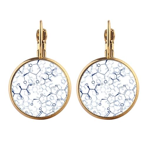 Boucles d'oreilles molécule bleue or clip cadeau femme