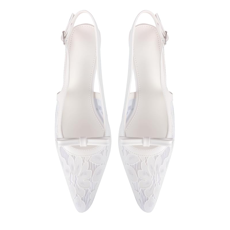 Image of MAVMAX Slingback Heels for Women Kitten Heels with Bow Pointed Close Toe Pumps Dress Party Heeled Sexy Wedding Shoes