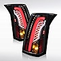 Autozensation Compatible with Cadillac Cts 2003-2007, Black Clear LED Bar Tail Lights Brake Lamps, L+R Pair Taillight Assembly