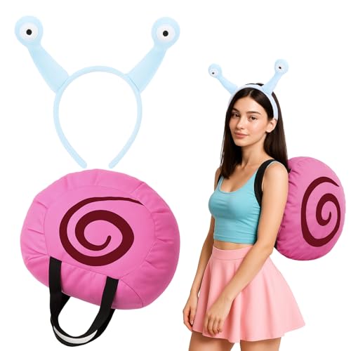 Mepase 2 Pcs Halloween Snail Costumes Cartoon Snail Cosplay Include Headband Shell Backpack Accessories for Adults Kids Halloween Masquerade Party Unisex