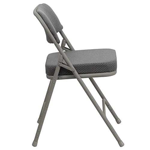 Flash Furniture 2-HA-MC320AF-GRY-GG Pack Hercules Series Premium Curved Triple Braced & Double Hinged Gray Fabric Metal Folding Chair thumb #11