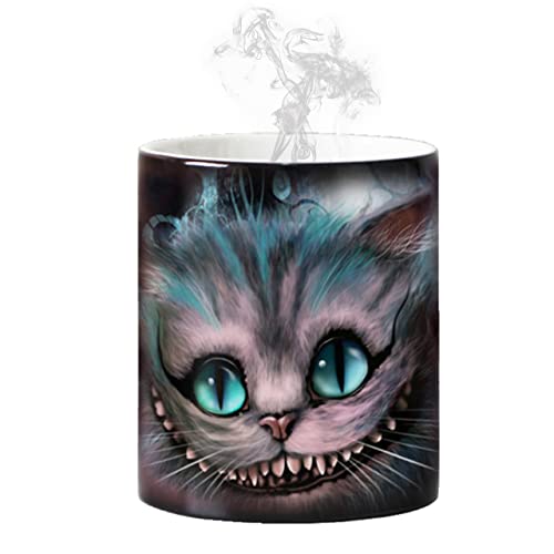 Coffee Mugs, Funny Cheshire Cat Heat Sensitive Ceramic Coffee Cups Magic Mug Perfect Novelty Father Gifts 350 ml (12oz)