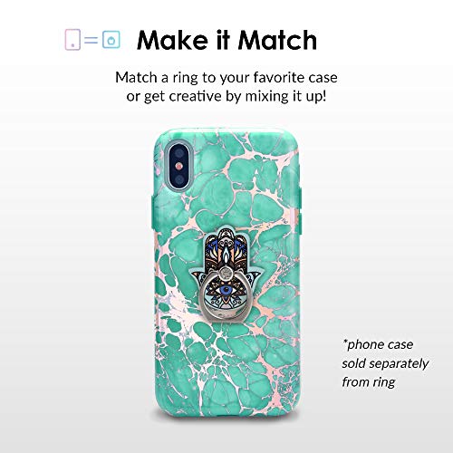 Image of Velvet Caviar Cell Phone Ring Holder - Finger Ring & Stand - Improves Phone Grip Compatible with iPhone, Galaxy and Most Cases (Except Silicone /Leather) - Hamsa Hand